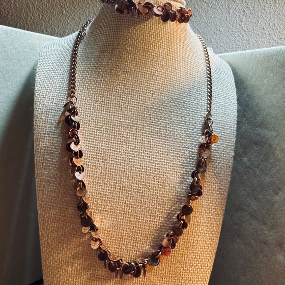 Three Piece Rose Gold Tone Necklace and Bracelets Set Bundle - Picture 4 of 8